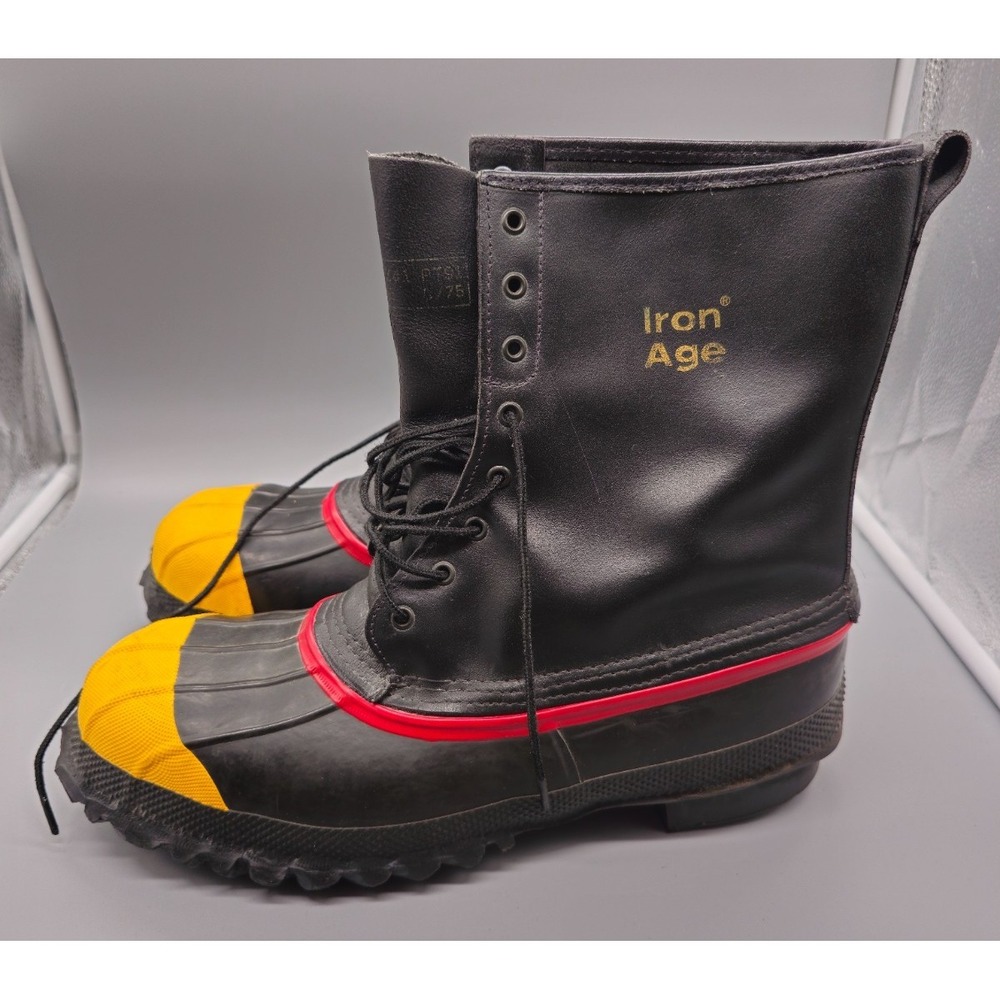 Iron Age Boots Mens 13 Black Rubber Slip Resist Sole Cushion Steel Shank USA